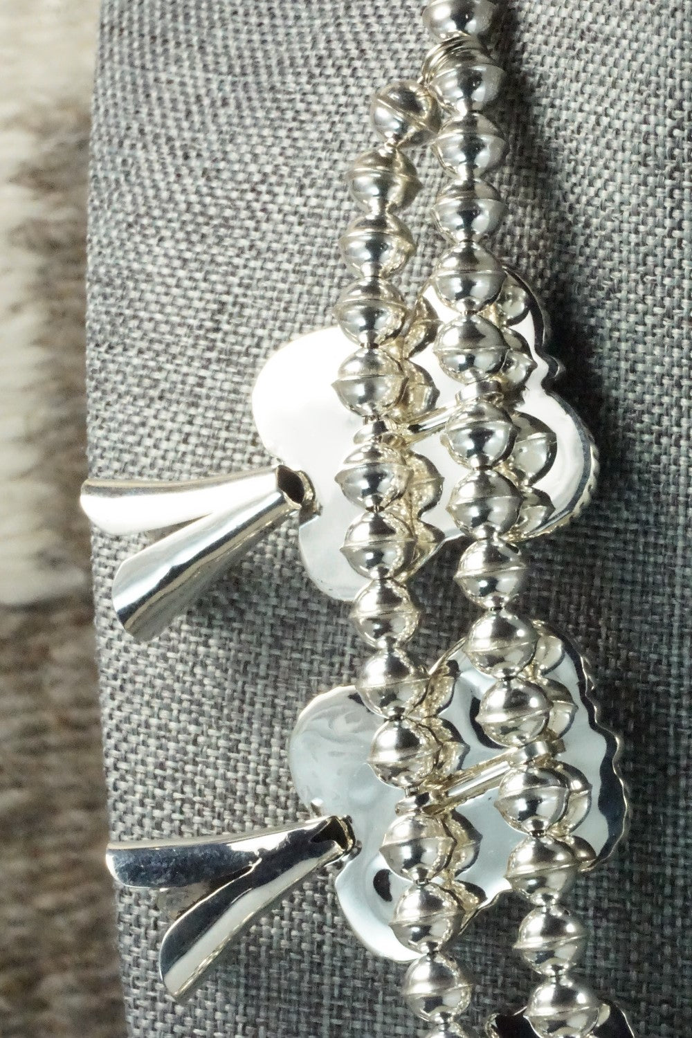 Turquoise & Sterling Silver Squash Blossom and Earrings - Vernon Johnson