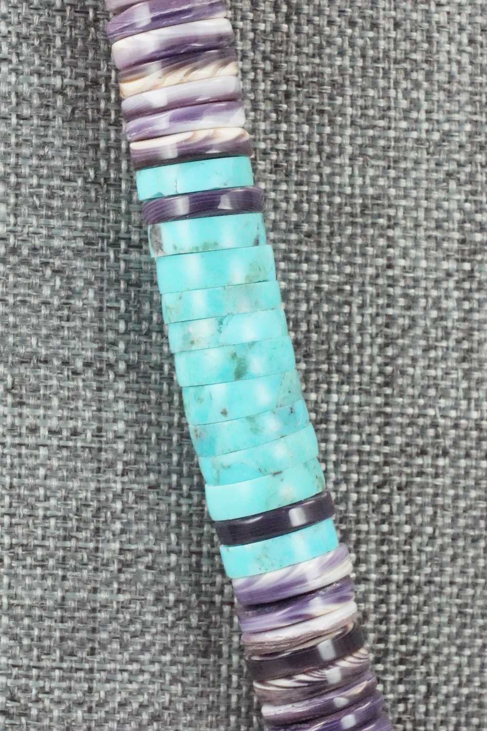 Spiny Oyster, Turquoise & Sterling Silver Necklace - Lupe Lovato
