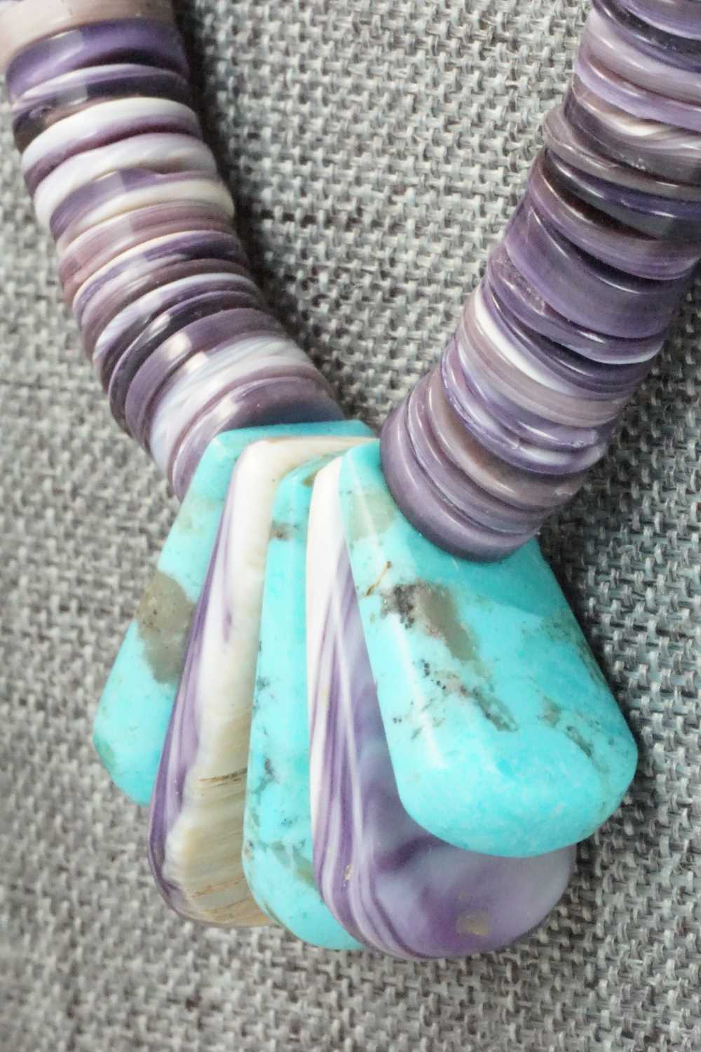 Spiny Oyster, Turquoise & Sterling Silver Necklace - Lupe Lovato