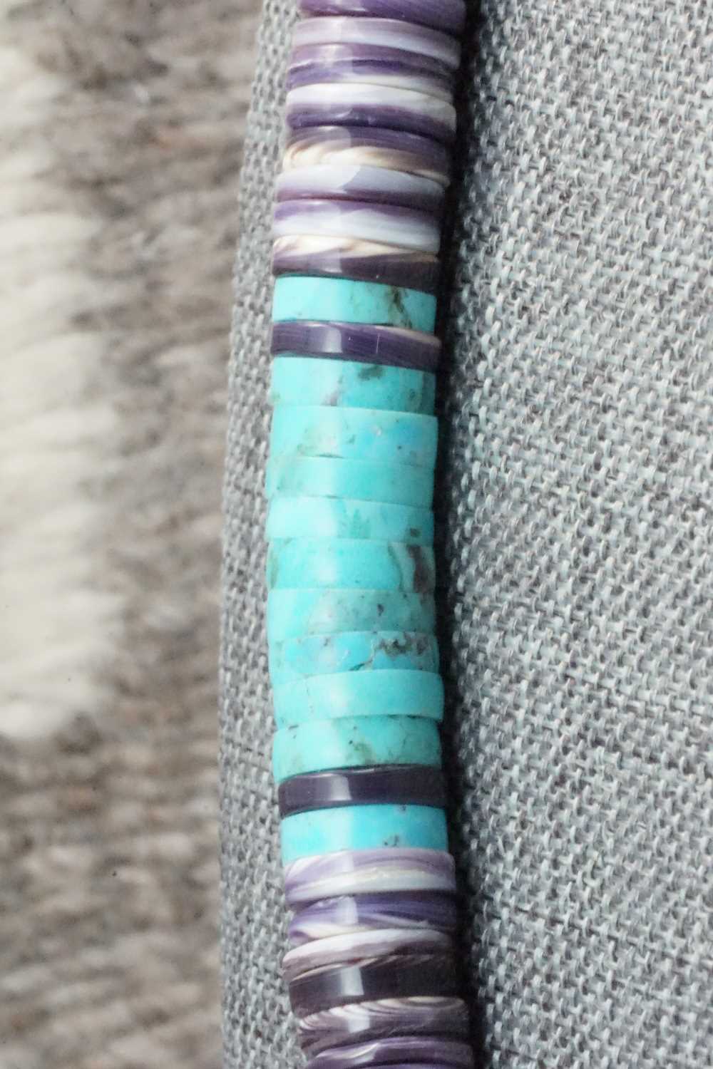 Spiny Oyster, Turquoise & Sterling Silver Necklace - Lupe Lovato
