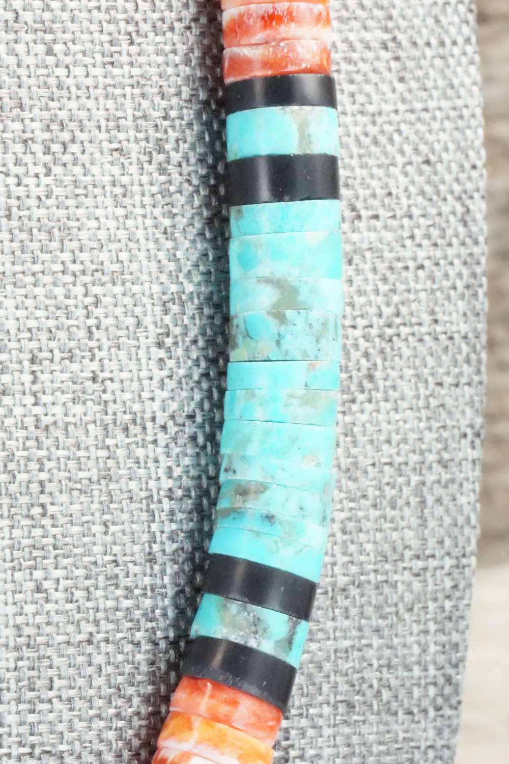 Spiny Oyster, Turquoise & Sterling Silver Necklace - Lupe Lovato