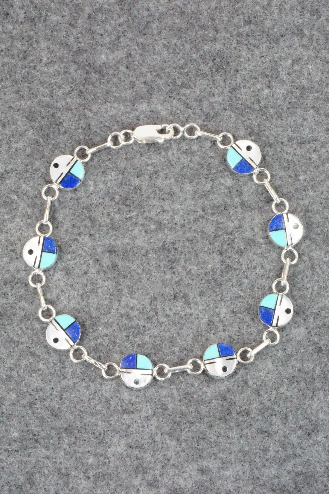 Multi Stone & Sterling Silver Link Bracelet - Tyrone Martinez
