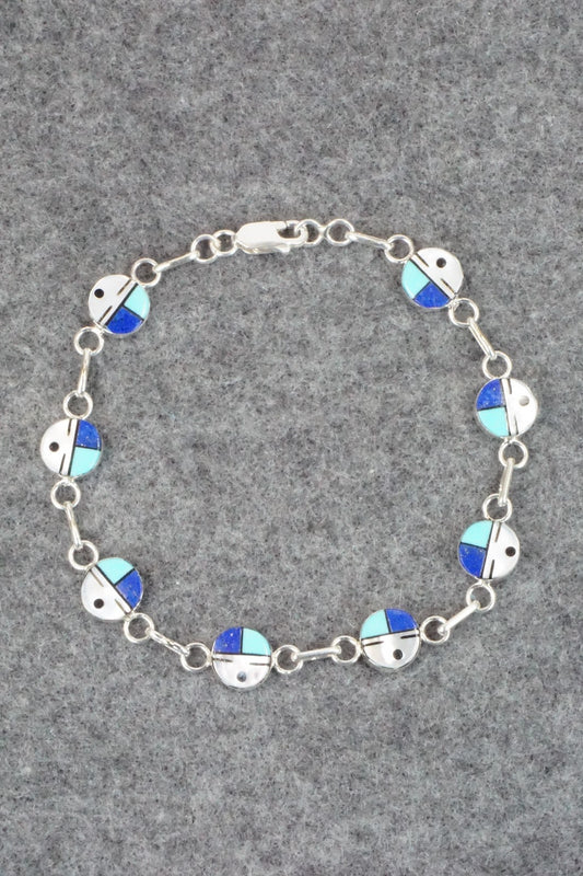 Multi Stone & Sterling Silver Link Bracelet - Tyrone Martinez