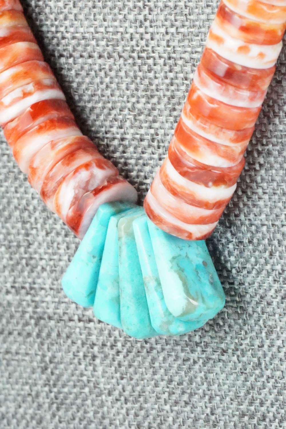 Spiny Oyster, Turquoise & Sterling Silver Necklace - Lupe Lovato