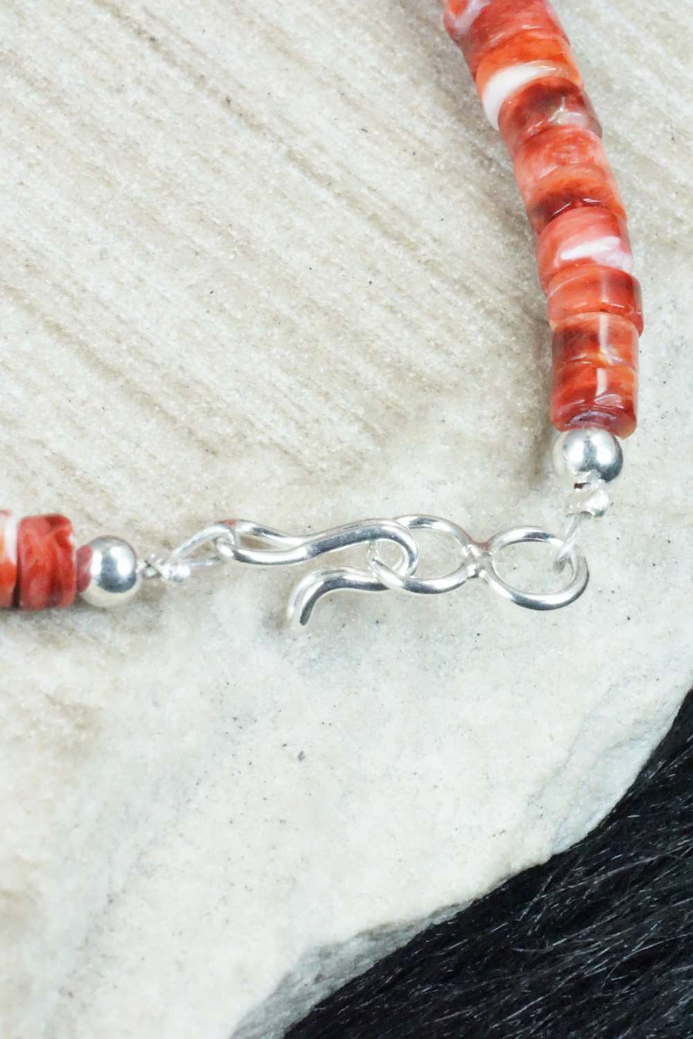 Spiny Oyster, Turquoise & Sterling Silver Necklace - Lupe Lovato