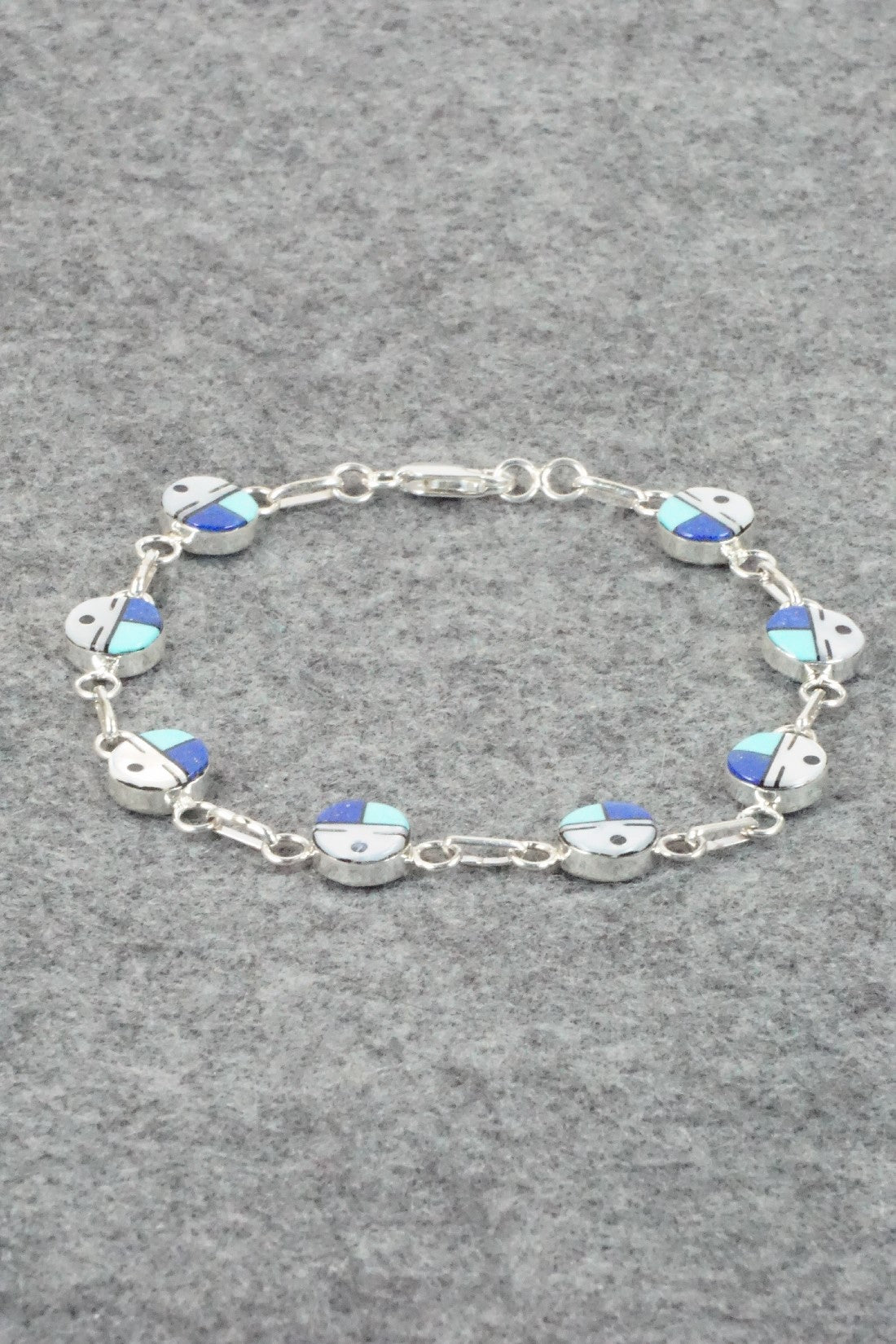 Multi Stone & Sterling Silver Link Bracelet - Tyrone Martinez
