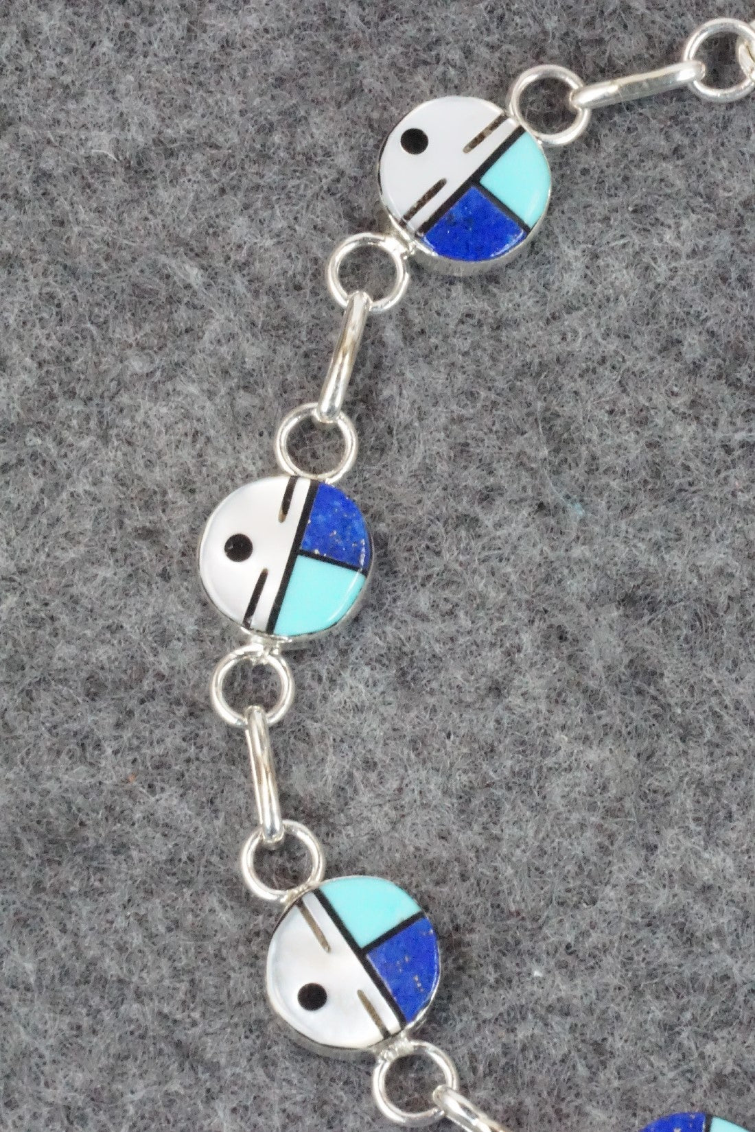 Multi Stone & Sterling Silver Link Bracelet - Tyrone Martinez