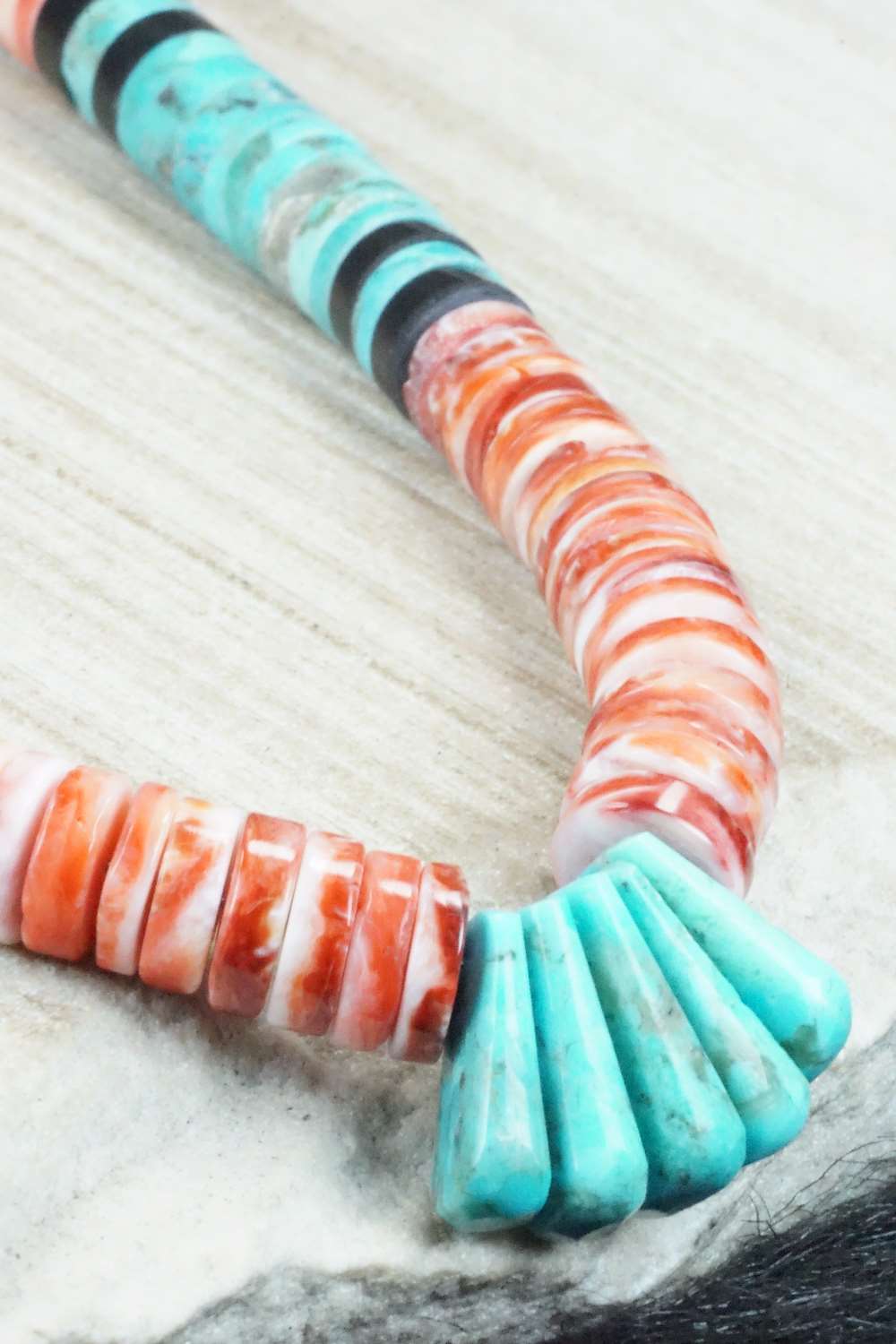 Spiny Oyster, Turquoise & Sterling Silver Necklace - Lupe Lovato