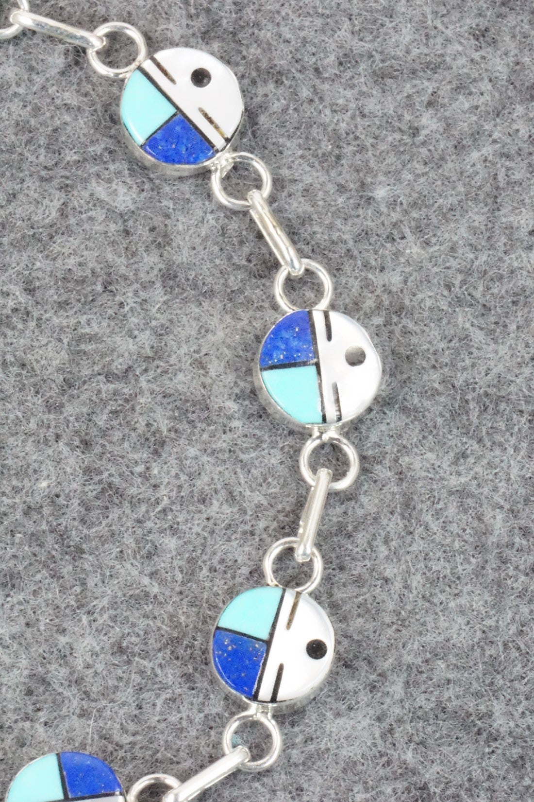 Multi Stone & Sterling Silver Link Bracelet - Tyrone Martinez