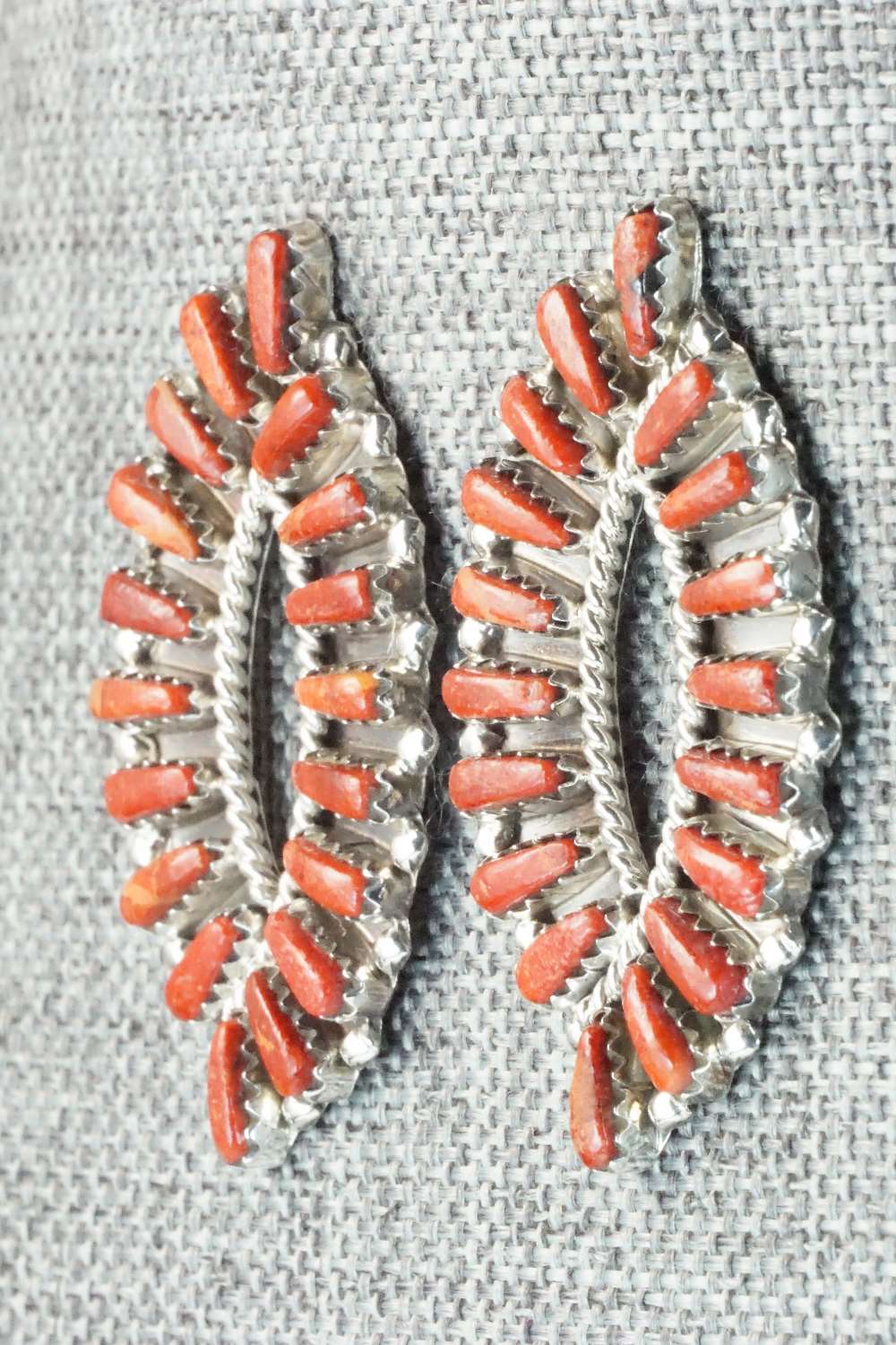 Spiny Oyster & Sterling Silver Earrings - Tamara Benally
