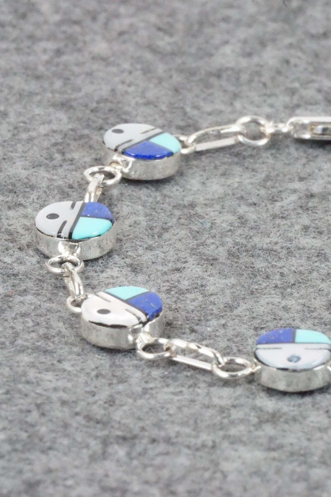 Multi Stone & Sterling Silver Link Bracelet - Tyrone Martinez