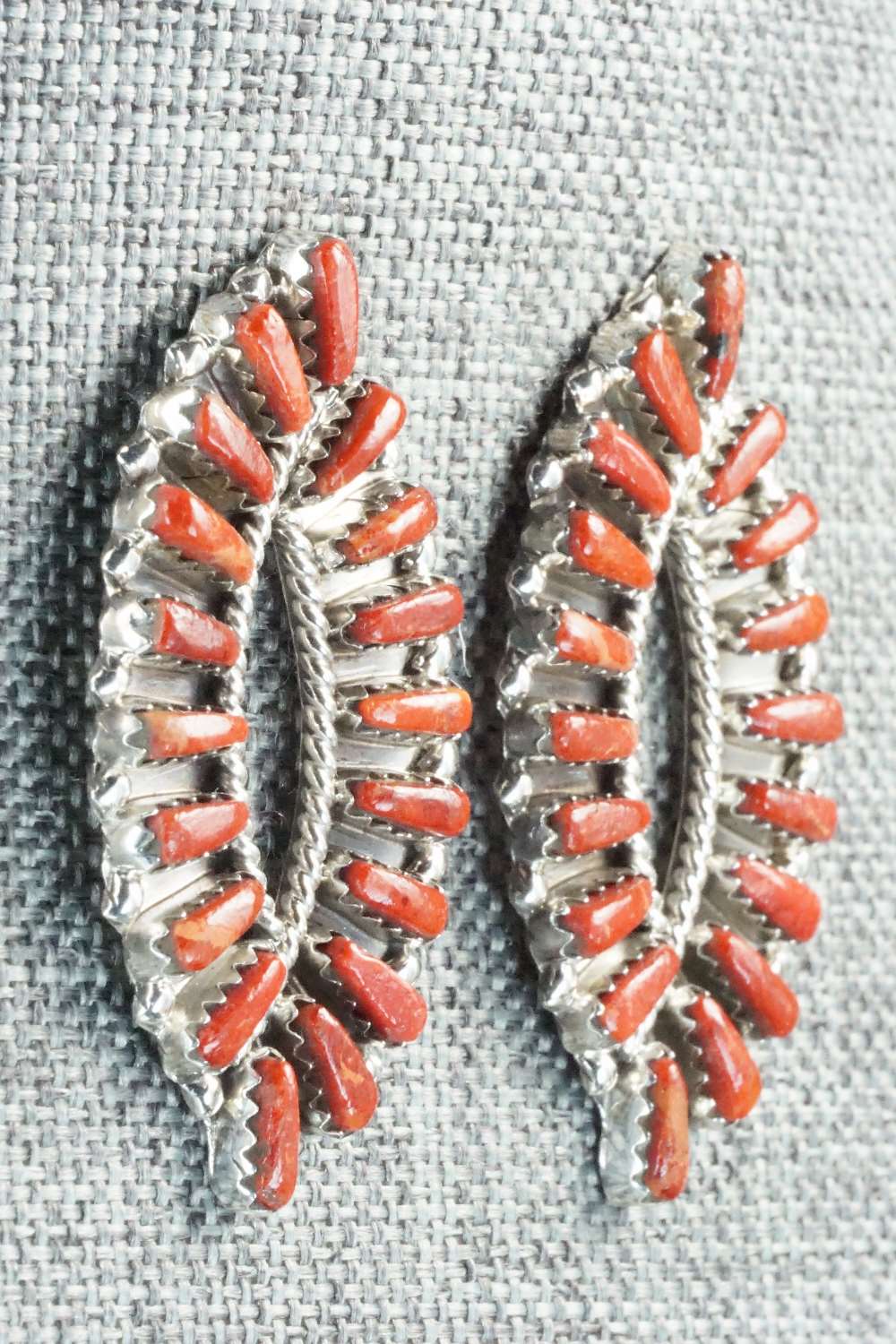 Spiny Oyster & Sterling Silver Earrings - Tamara Benally