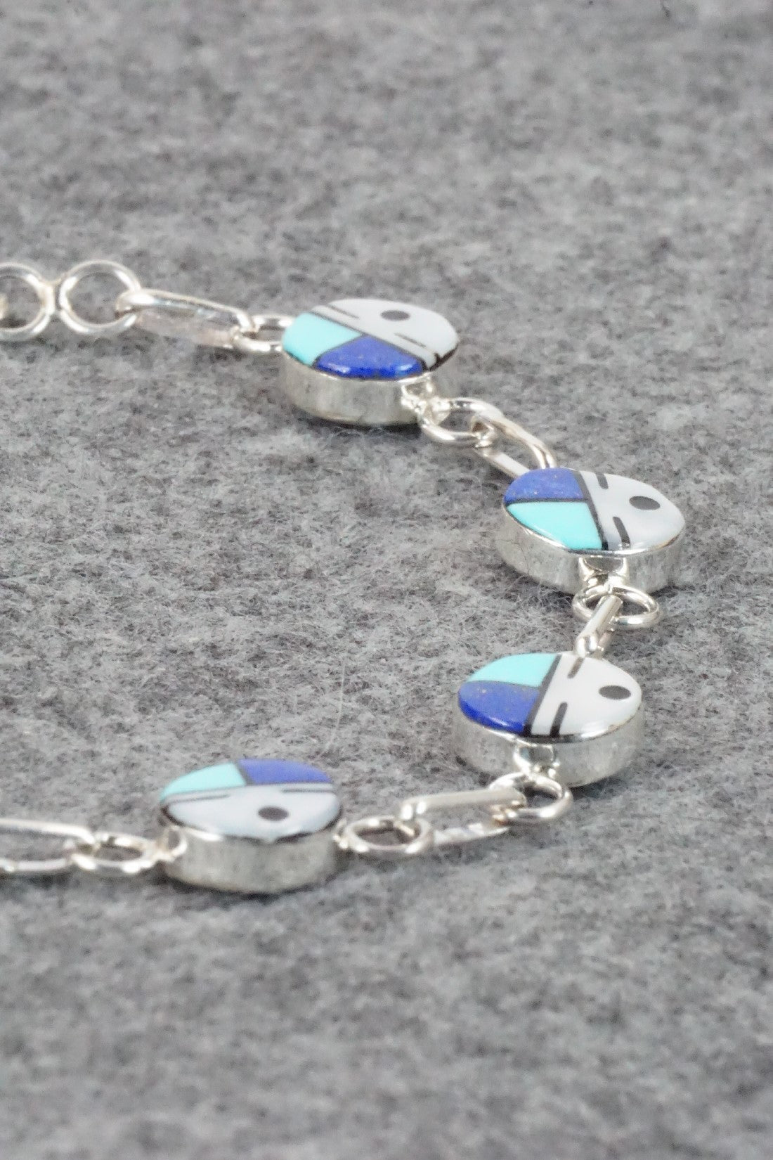 Multi Stone & Sterling Silver Link Bracelet - Tyrone Martinez