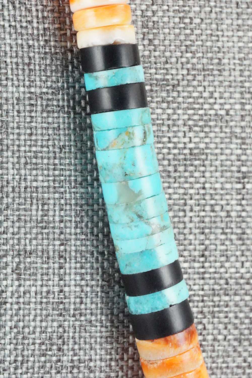 Spiny Oyster, Turquoise & Sterling Silver Necklace - Lupe Lovato