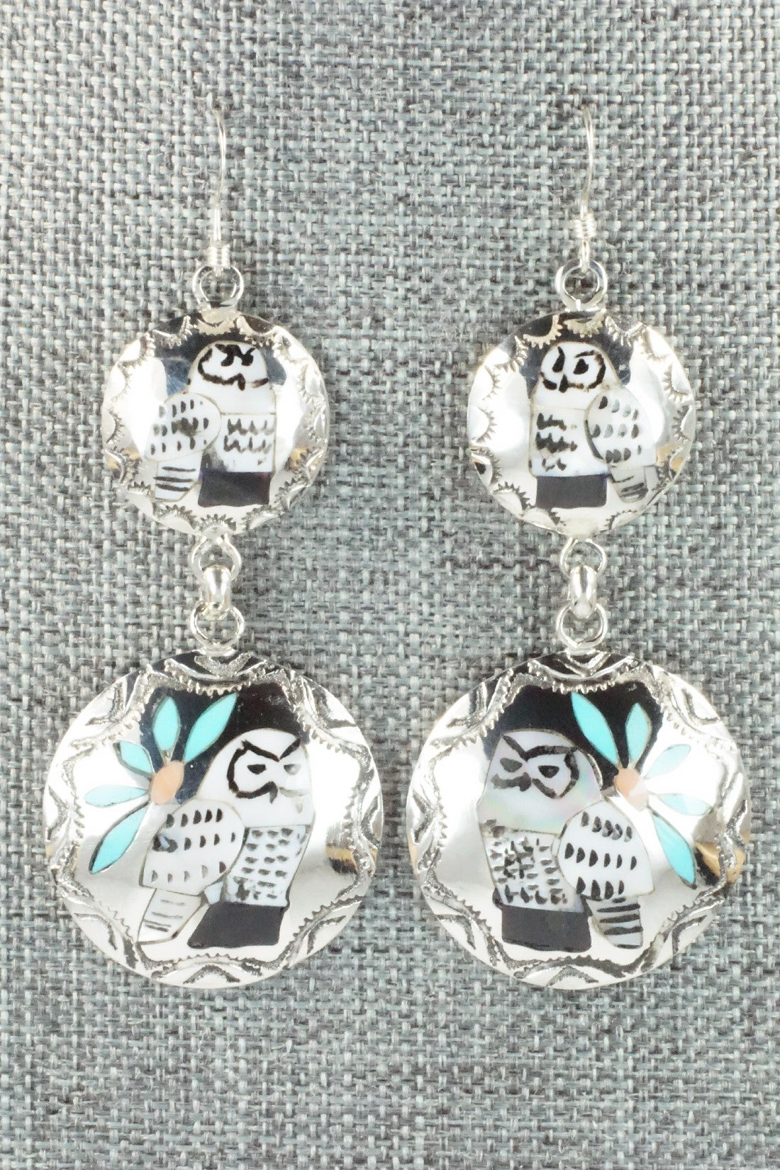 Multi Stone & Sterling Silver Earrings - Quintin Quam Sr.
