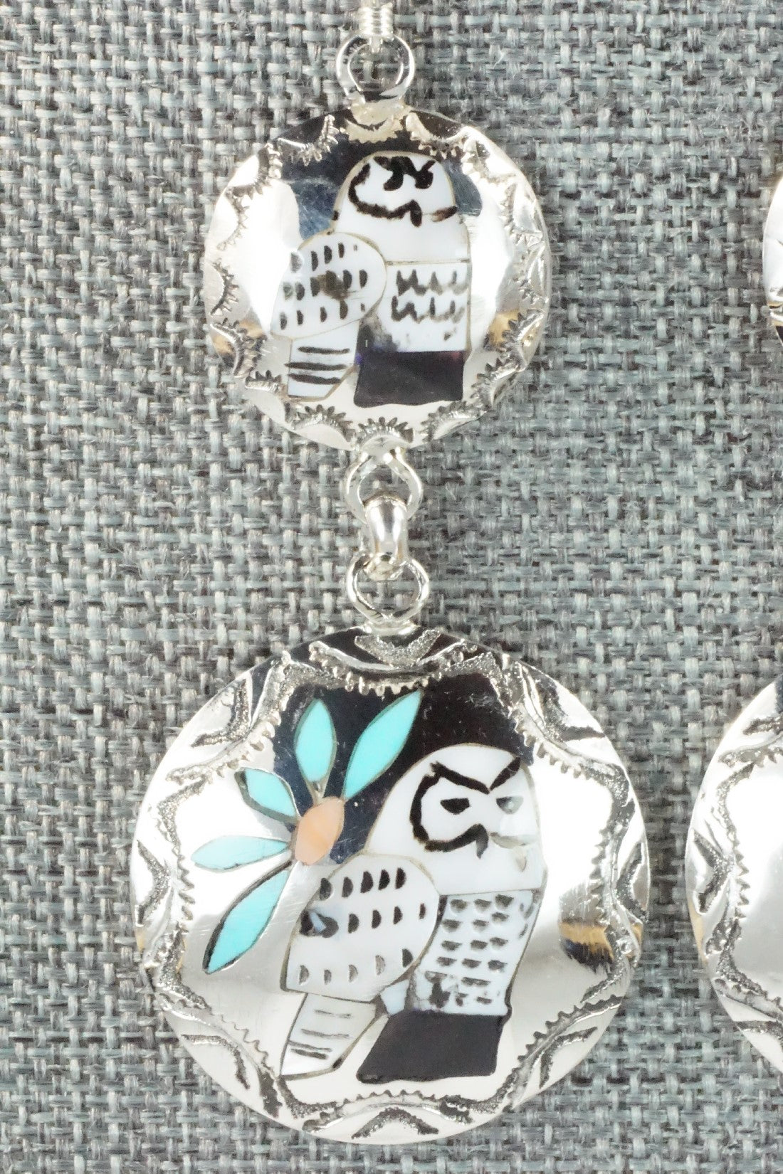 Multi Stone & Sterling Silver Earrings - Quintin Quam Sr.