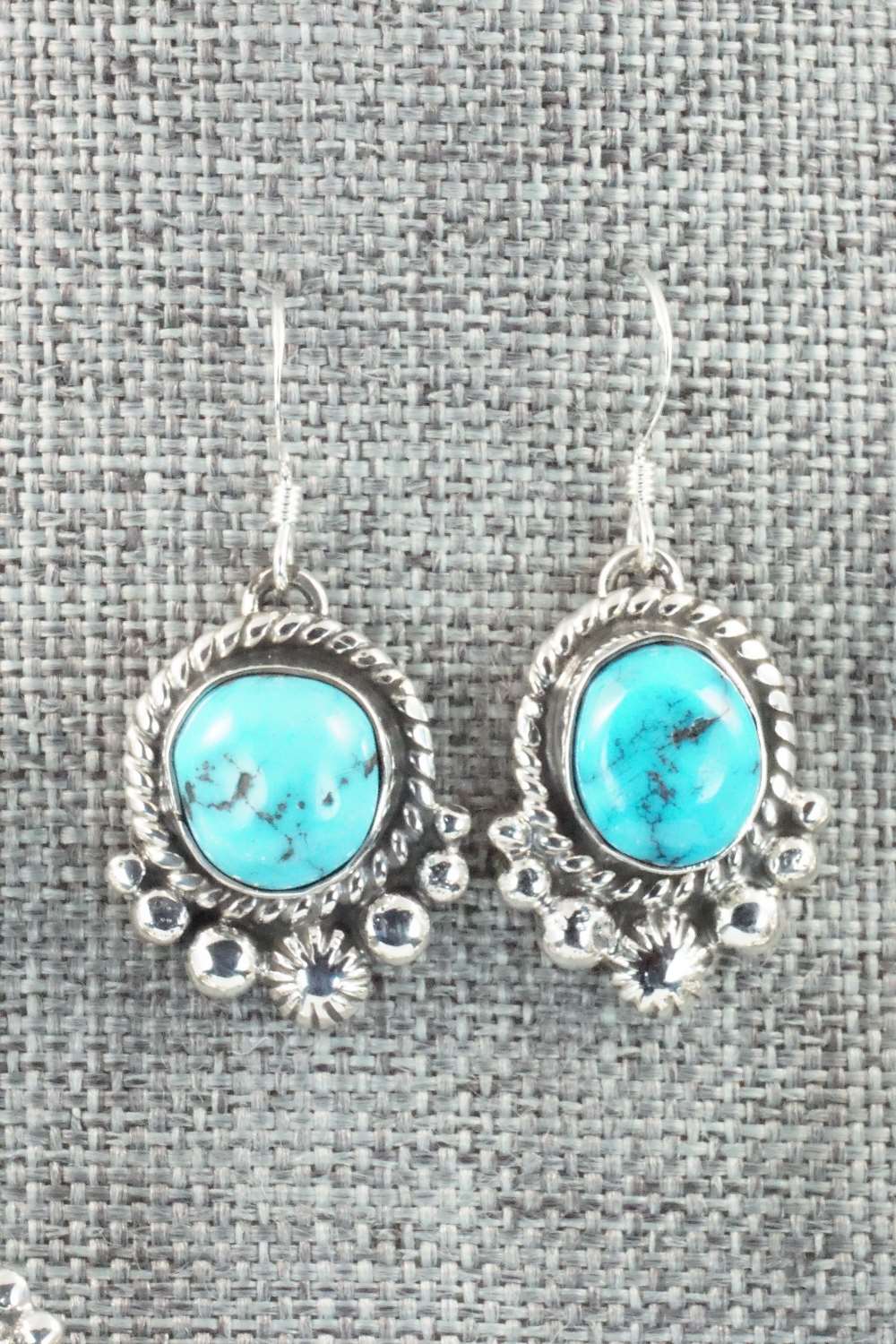 Turquoise & Sterling Silver Squash Blossom and Earrings - Vernon Johnson