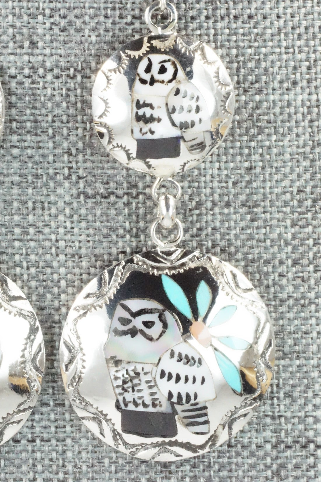 Multi Stone & Sterling Silver Earrings - Quintin Quam Sr.