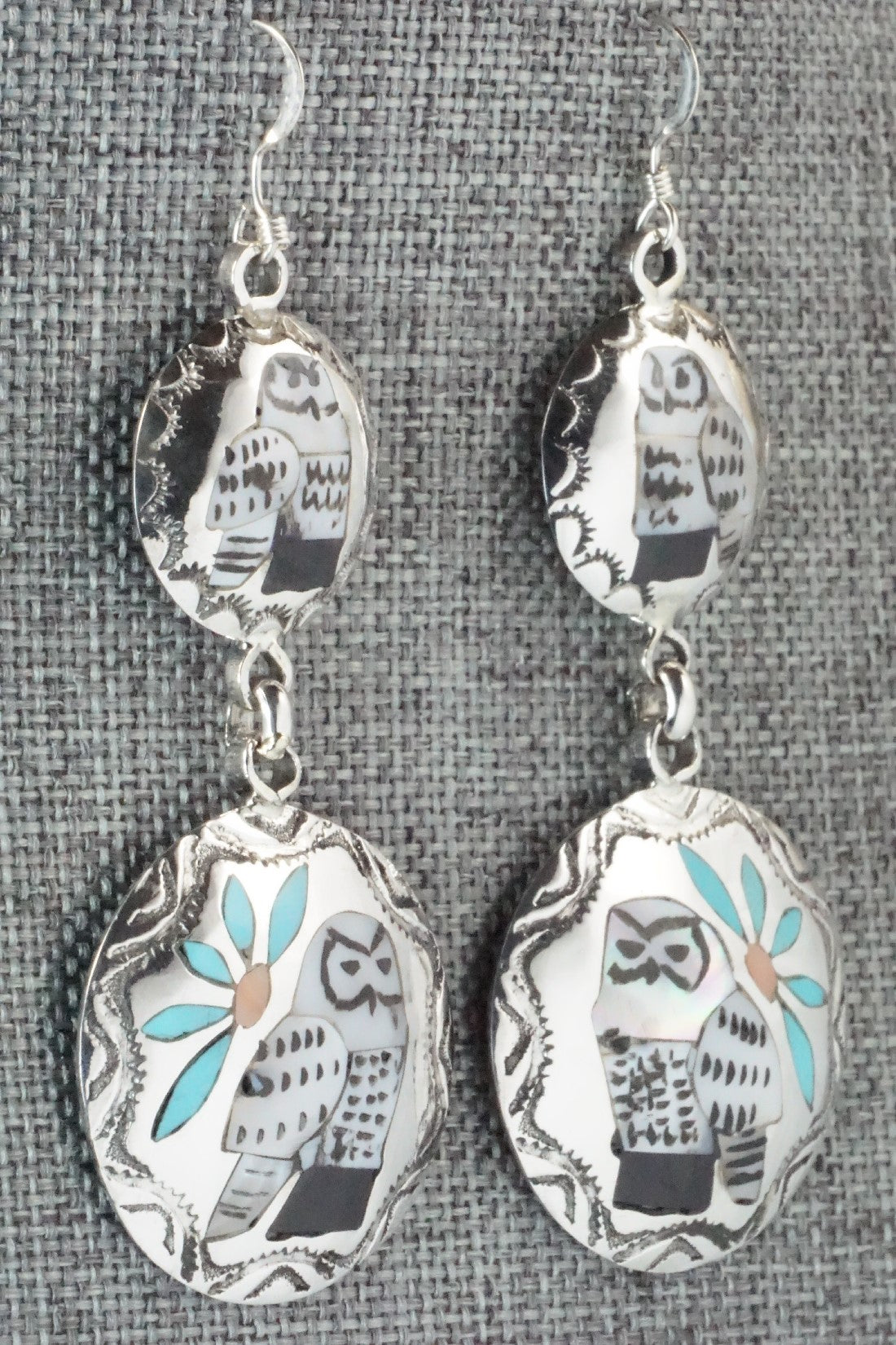 Multi Stone & Sterling Silver Earrings - Quintin Quam Sr.