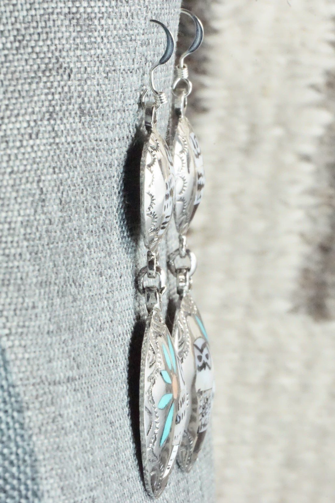 Multi Stone & Sterling Silver Earrings - Quintin Quam Sr.