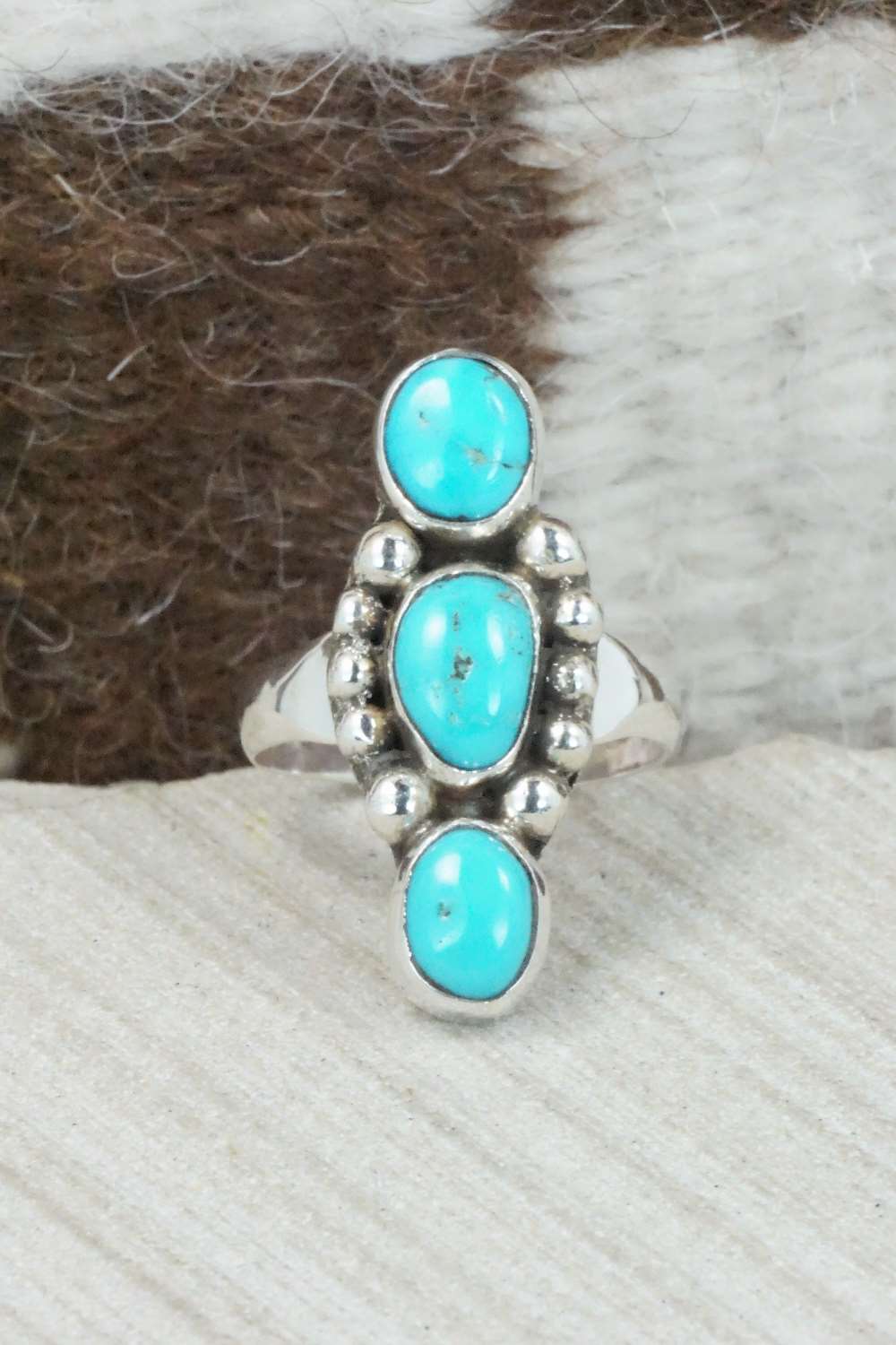 Turquoise & Sterling Silver Ring - Priscilla Reeder - Size 8.25
