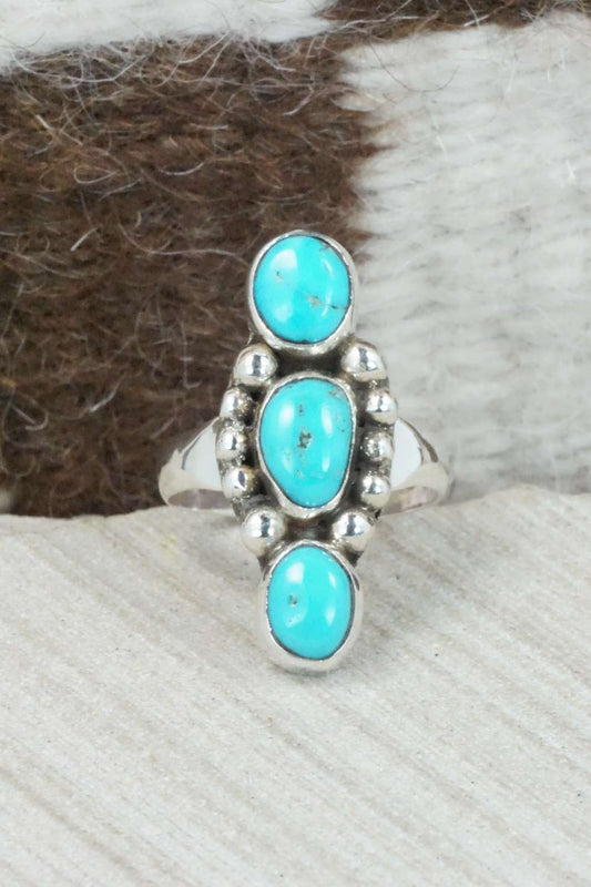 Turquoise & Sterling Silver Ring - Priscilla Reeder - Size 8.25