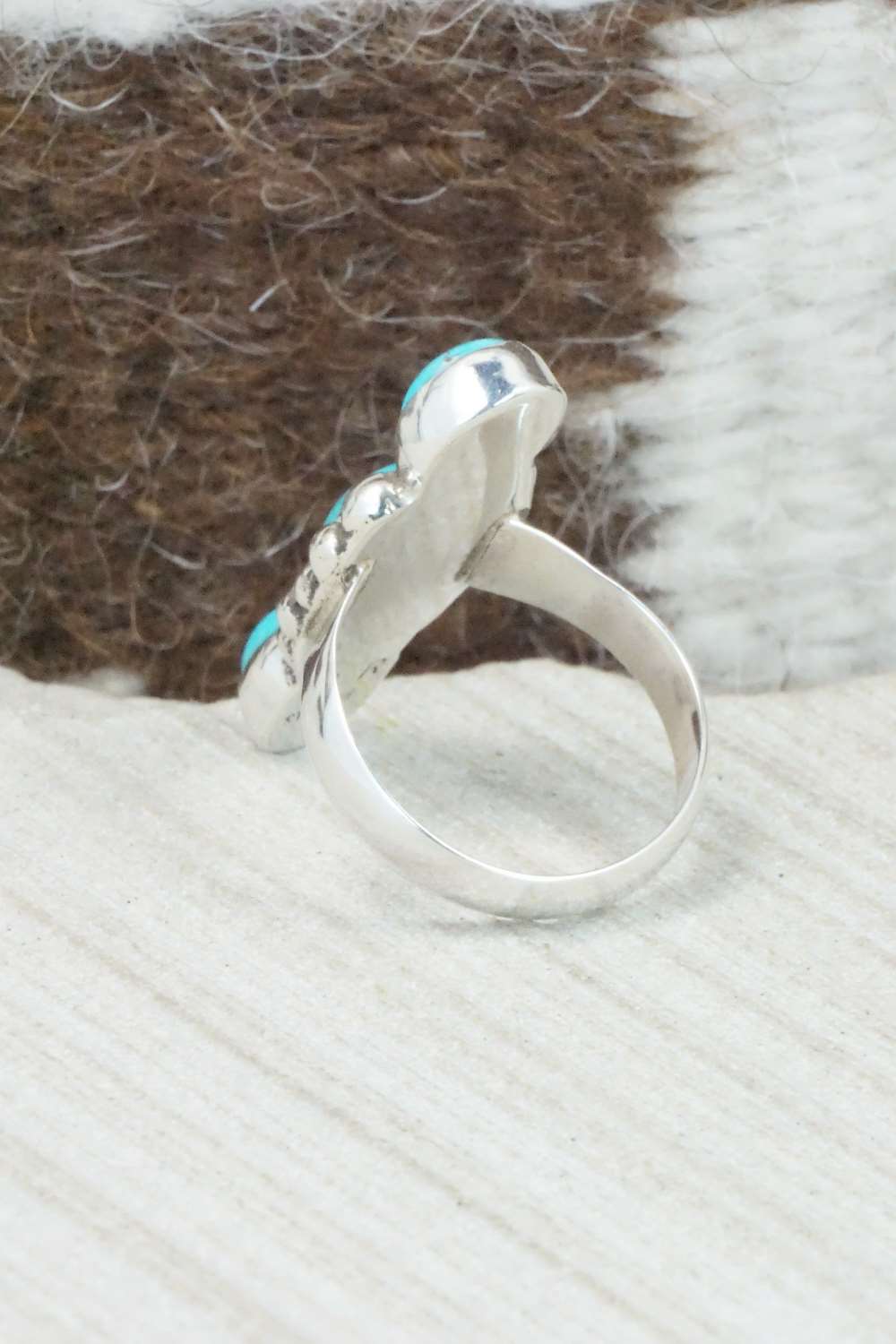 Turquoise & Sterling Silver Ring - Priscilla Reeder - Size 8.25