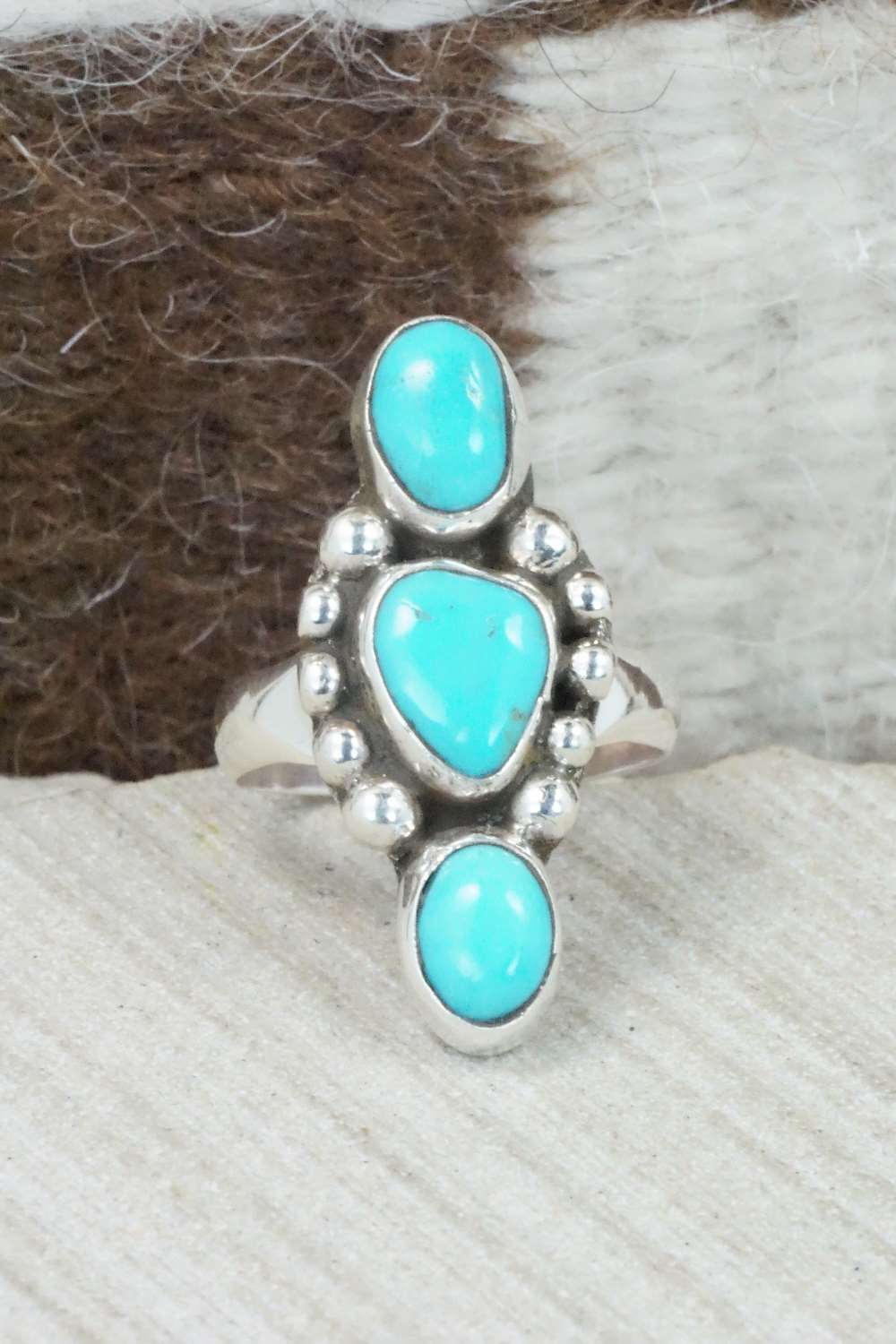 Turquoise & Sterling Silver Ring - Priscilla Reeder - Size 7.75