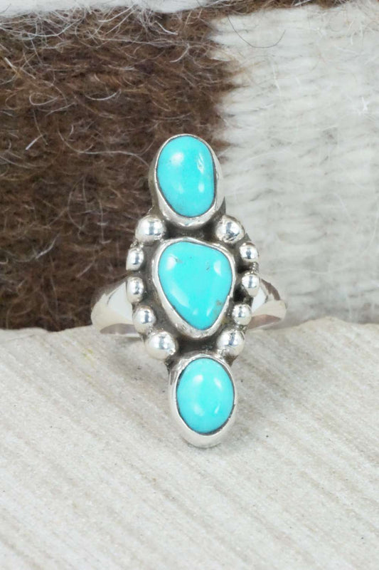 Turquoise & Sterling Silver Ring - Priscilla Reeder - Size 7.75