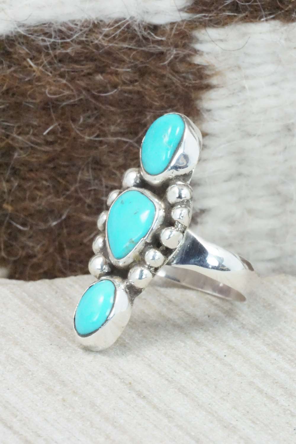 Turquoise & Sterling Silver Ring - Priscilla Reeder - Size 7.75