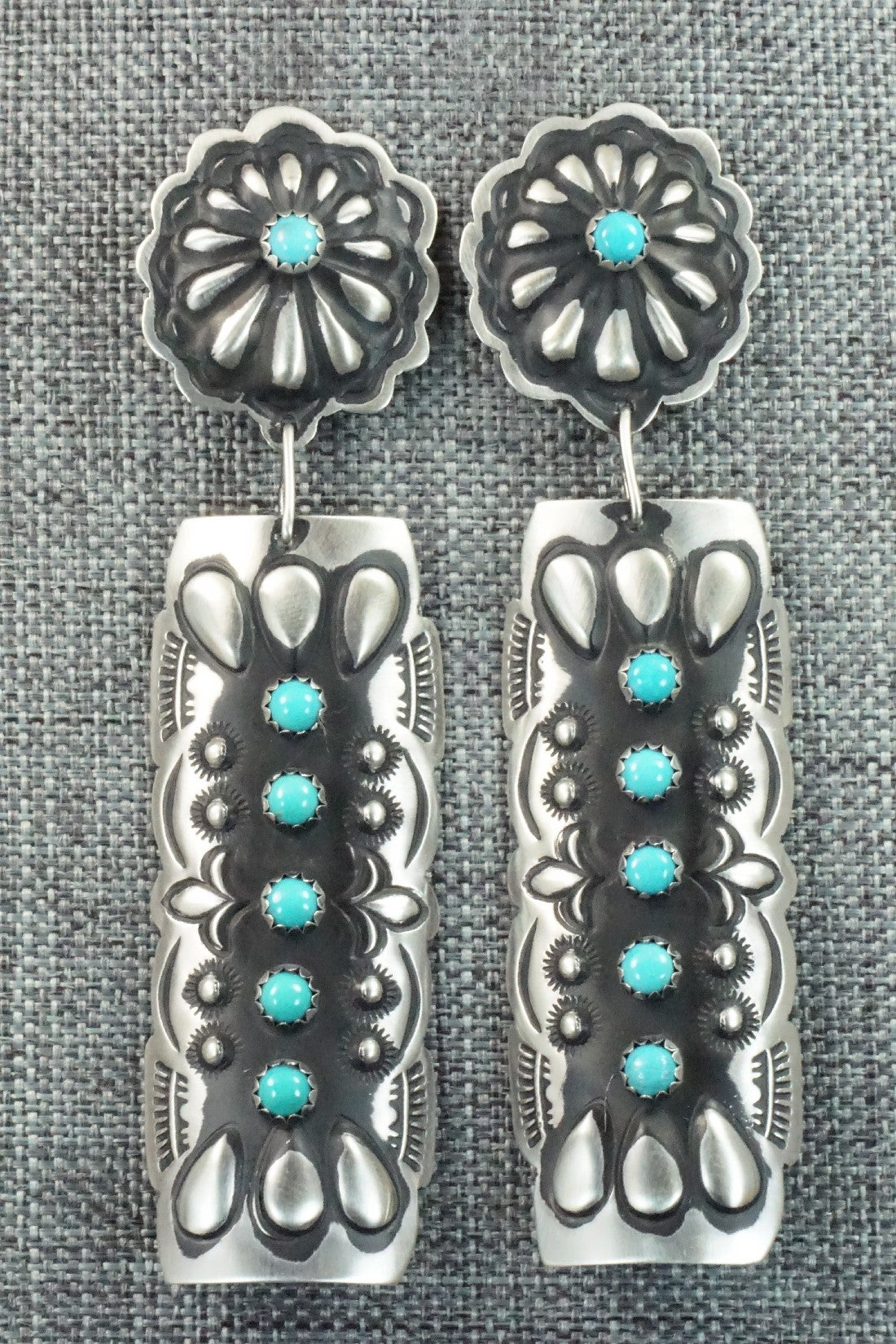 Turquoise & Sterling Silver Earrings - Leander Tahe