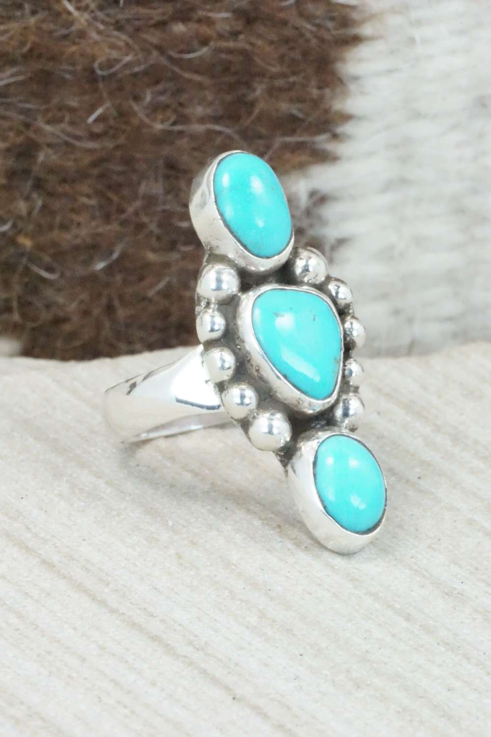 Turquoise & Sterling Silver Ring - Priscilla Reeder - Size 7.75