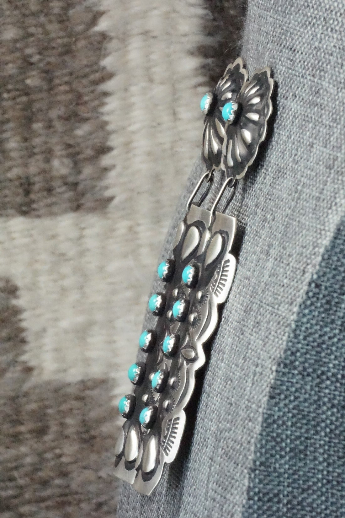 Turquoise & Sterling Silver Earrings - Leander Tahe