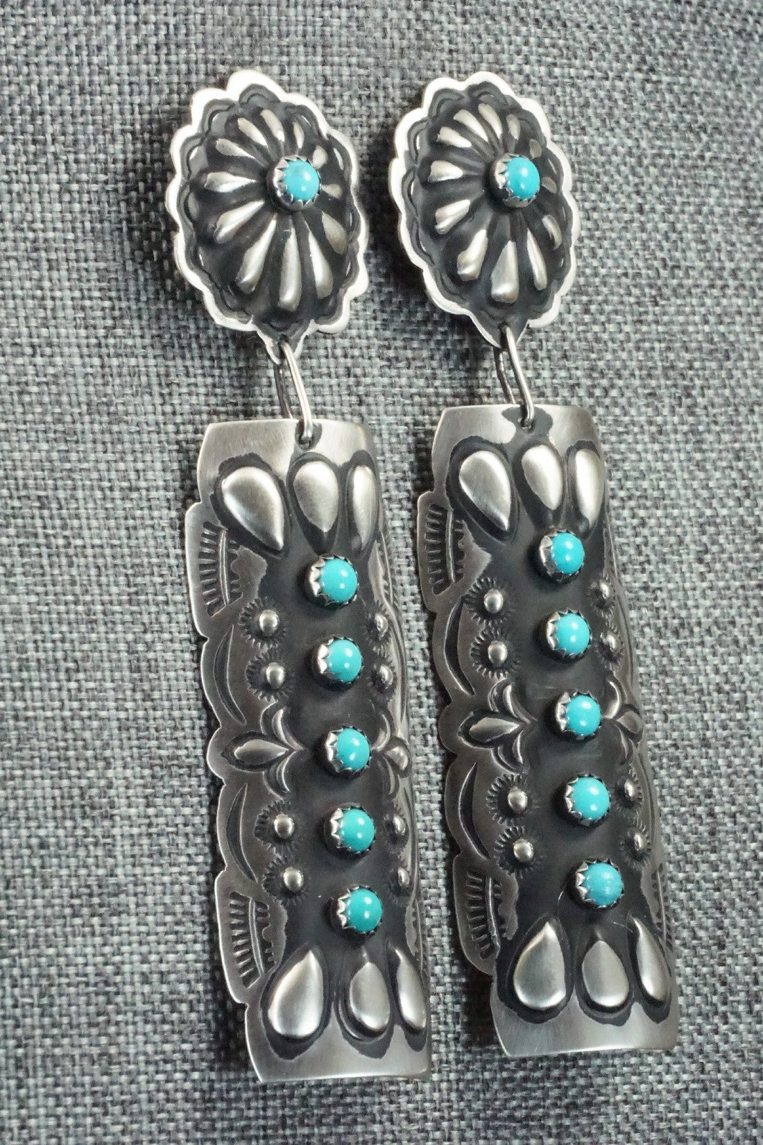 Turquoise & Sterling Silver Earrings - Leander Tahe