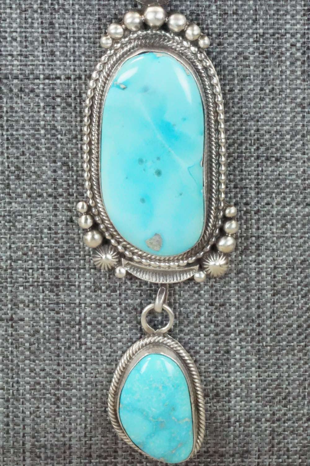 Turquoise & Sterling Silver Necklace and Earrings - Tom Lewis
