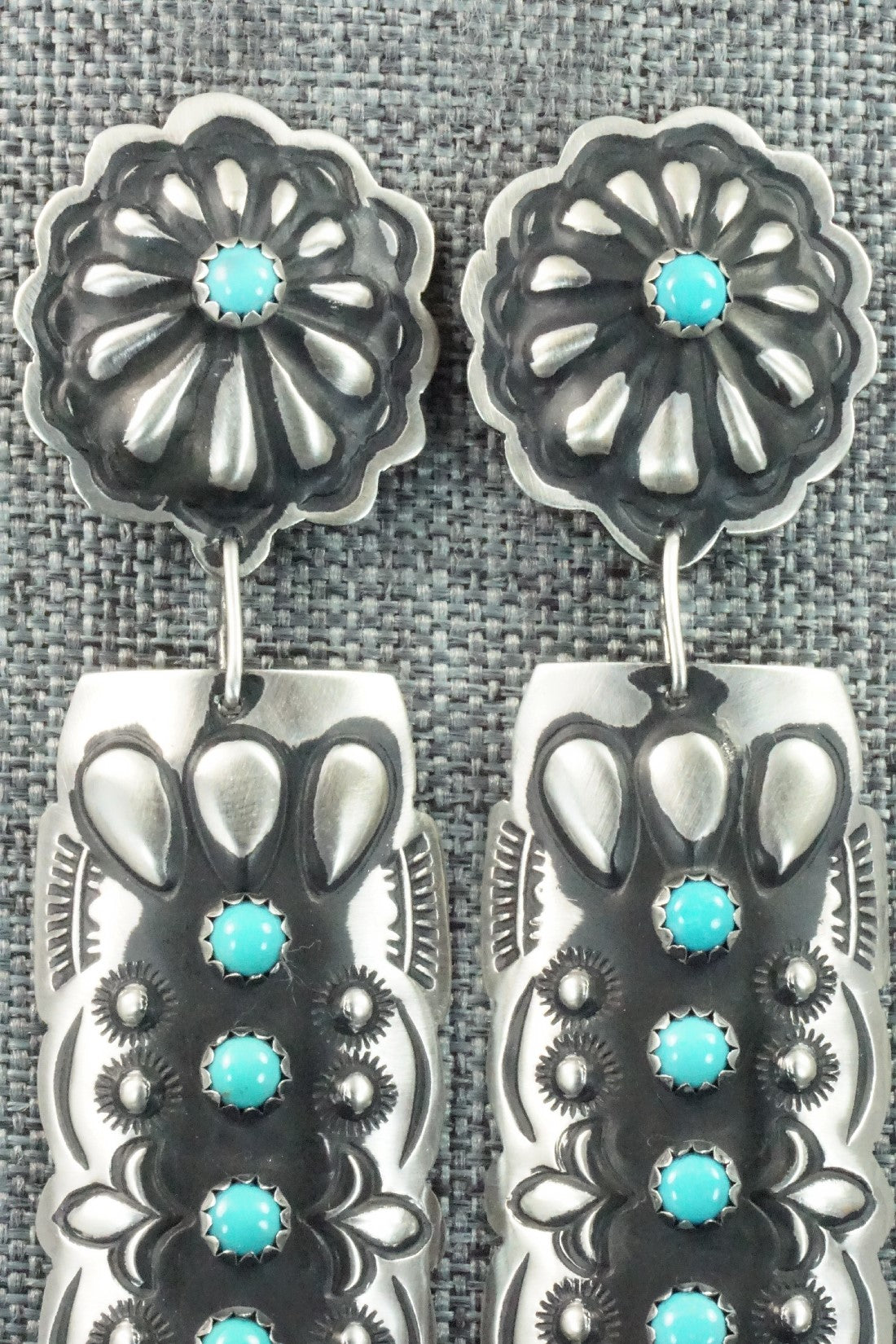 Turquoise & Sterling Silver Earrings - Leander Tahe