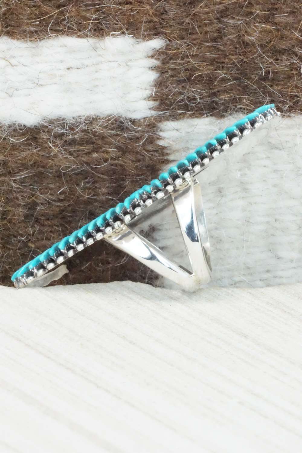 Turquoise & Sterling Silver Ring - Edmund Cooeyate - Size 7.5