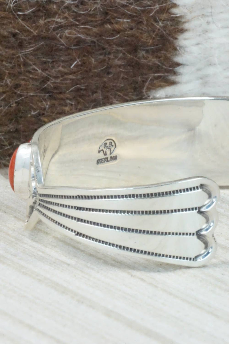 Coral and Sterling Silver Bracelet - Navajo