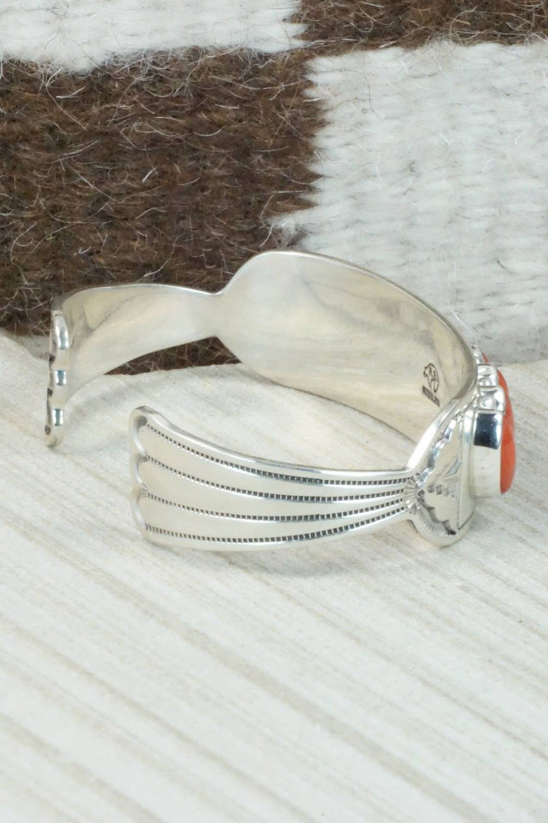 Coral and Sterling Silver Bracelet - Navajo