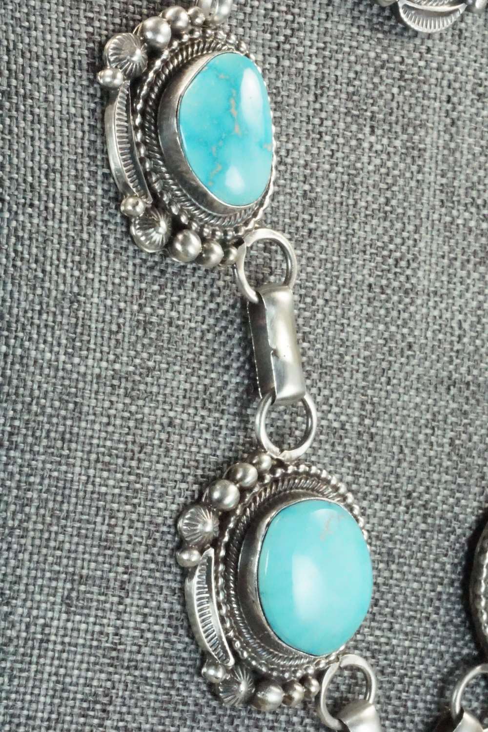 Turquoise & Sterling Silver Necklace and Earrings - Tom Lewis