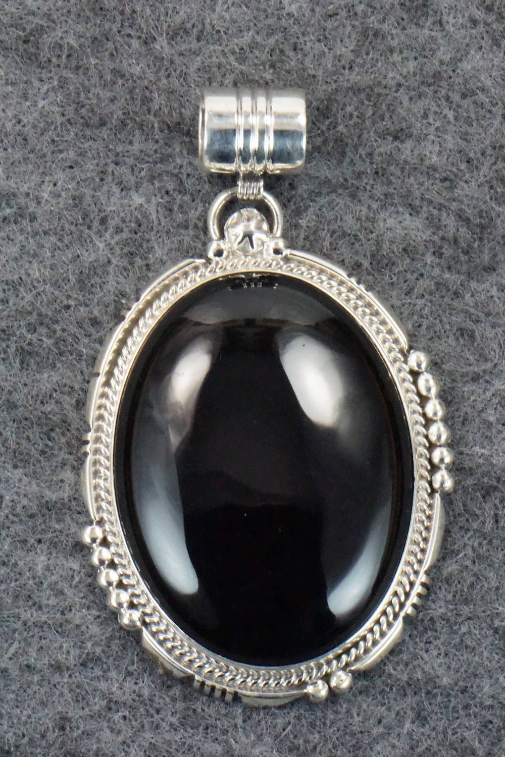 Onyx & Sterling Silver Pendant - Navajo