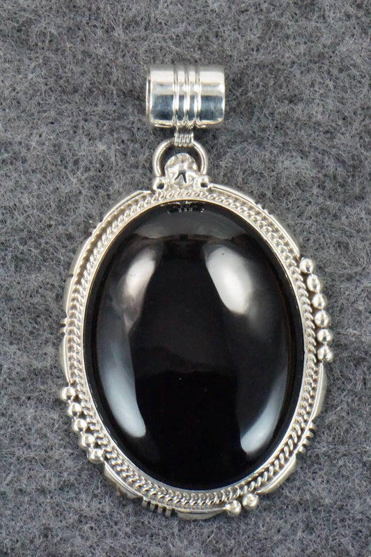 Onyx & Sterling Silver Pendant - Navajo