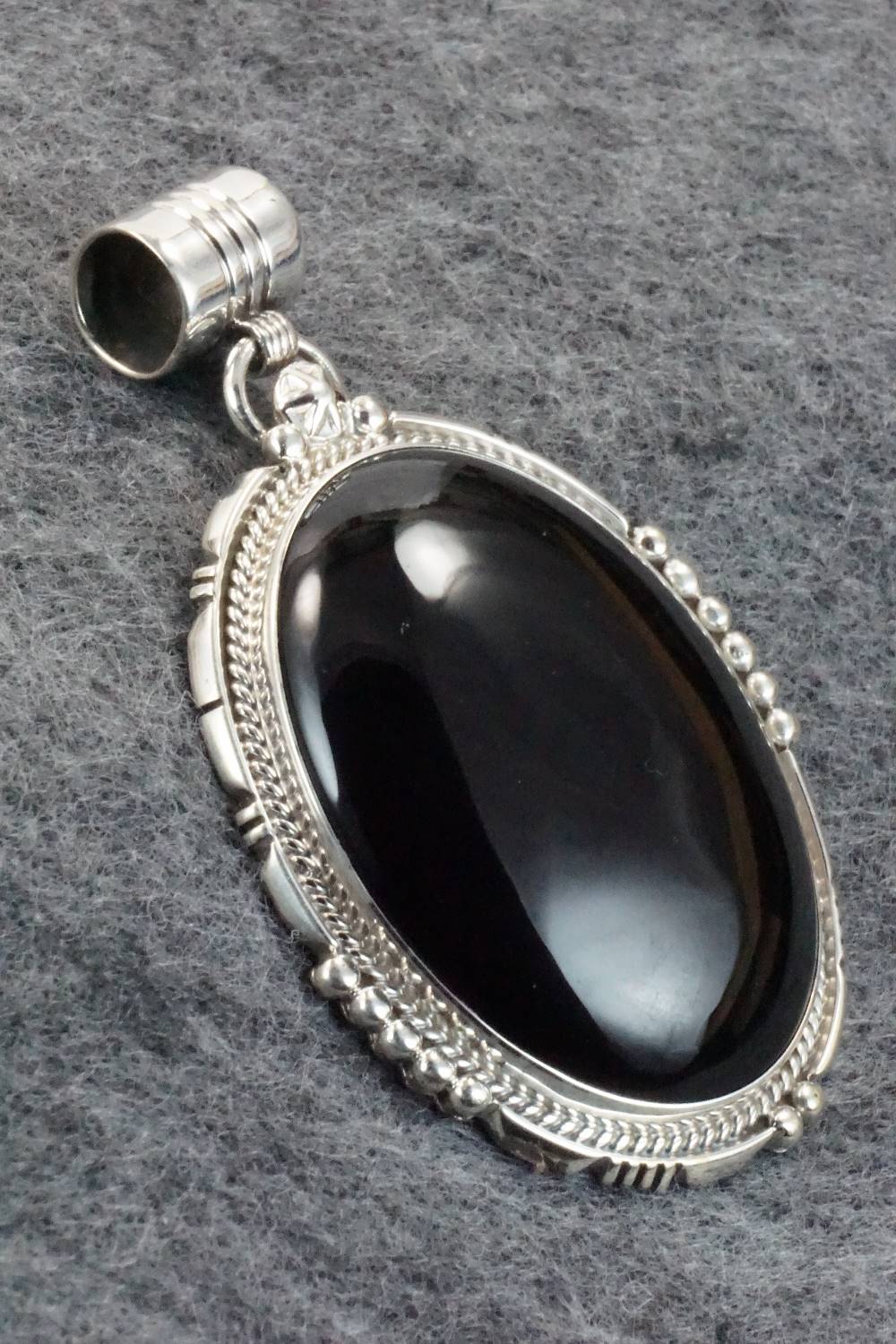 Onyx & Sterling Silver Pendant - Navajo