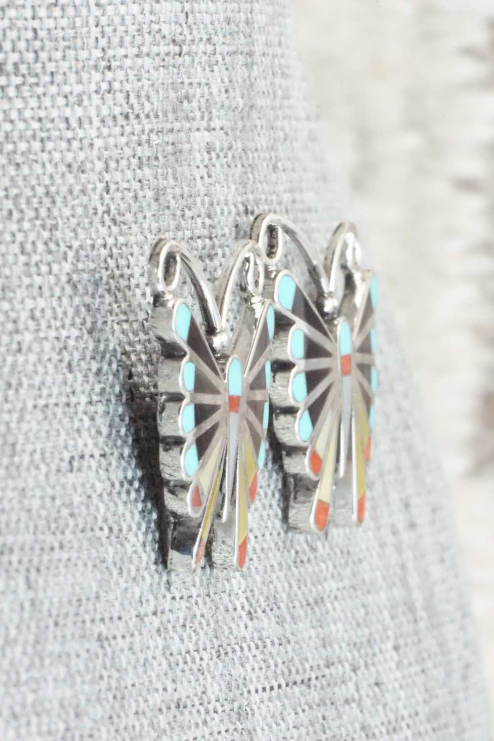Multi Stone & Sterling Silver Inlay Earrings - Adrian Wallace