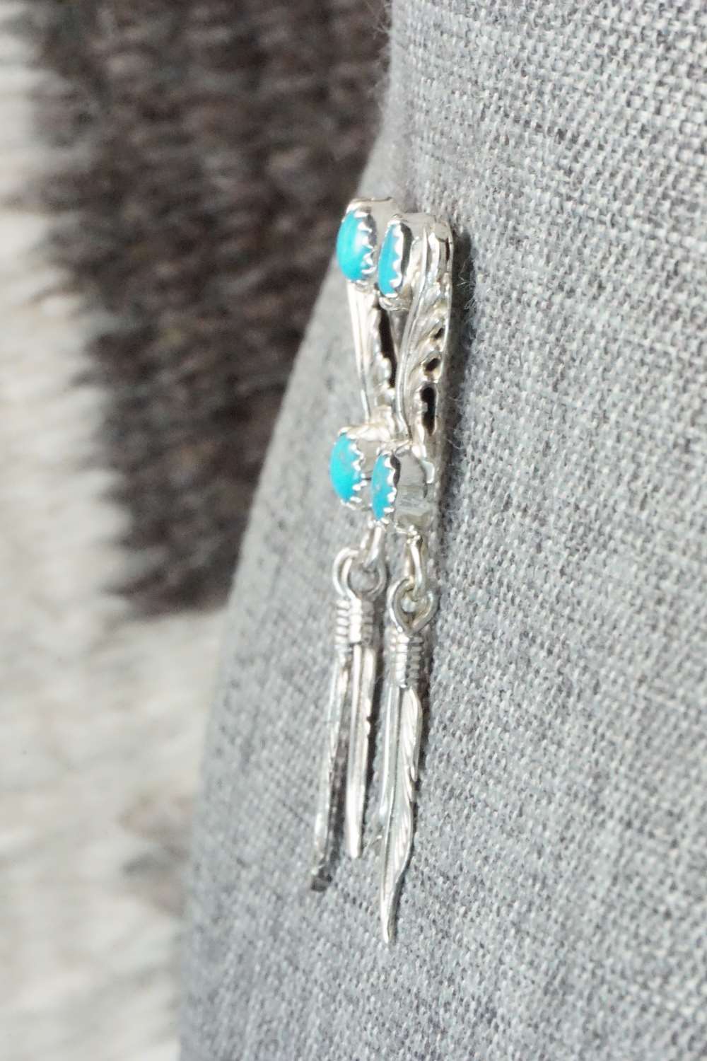 Turquoise and Sterling Silver Earrings - Adelarae Yazzie