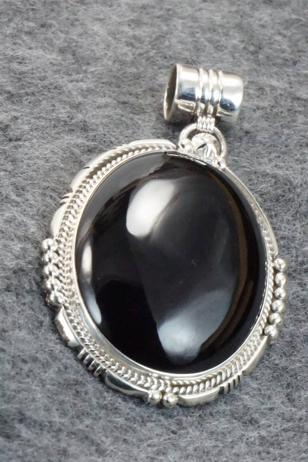 Onyx & Sterling Silver Pendant - Navajo