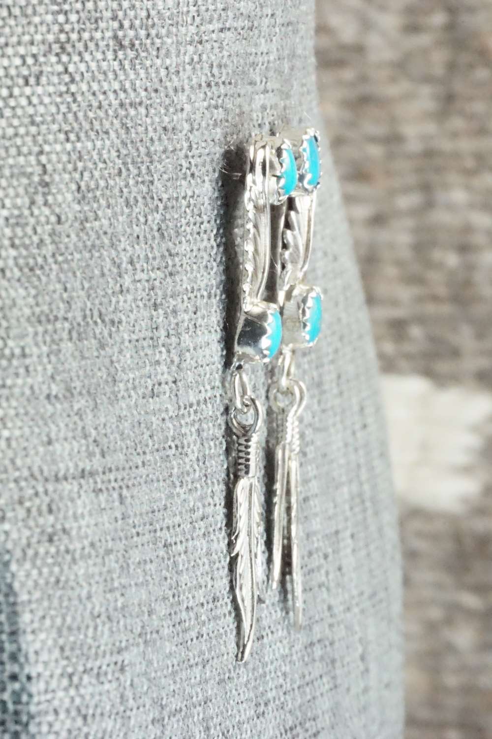 Turquoise and Sterling Silver Earrings - Adelarae Yazzie