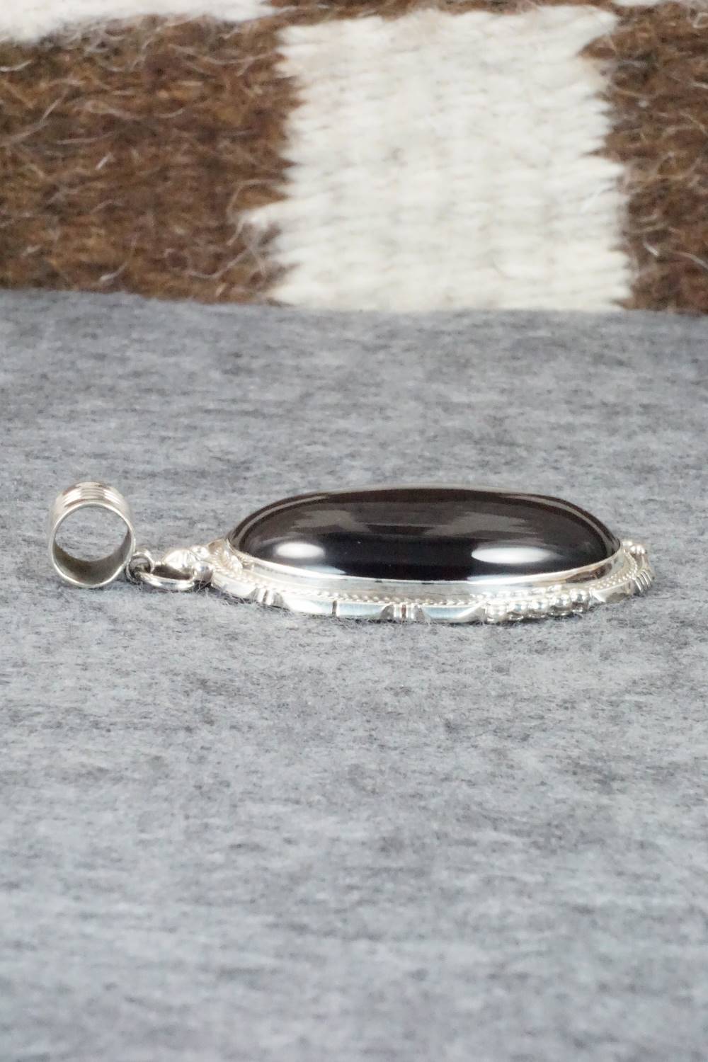 Onyx & Sterling Silver Pendant - Navajo