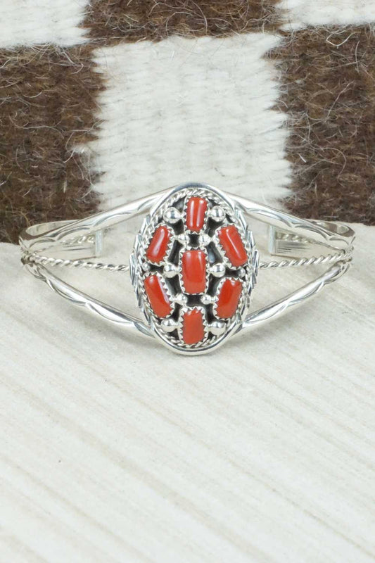 Coral and Sterling Silver Bracelet - Melvin Chee