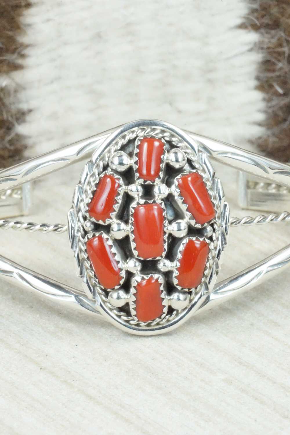 Coral and Sterling Silver Bracelet - Melvin Chee